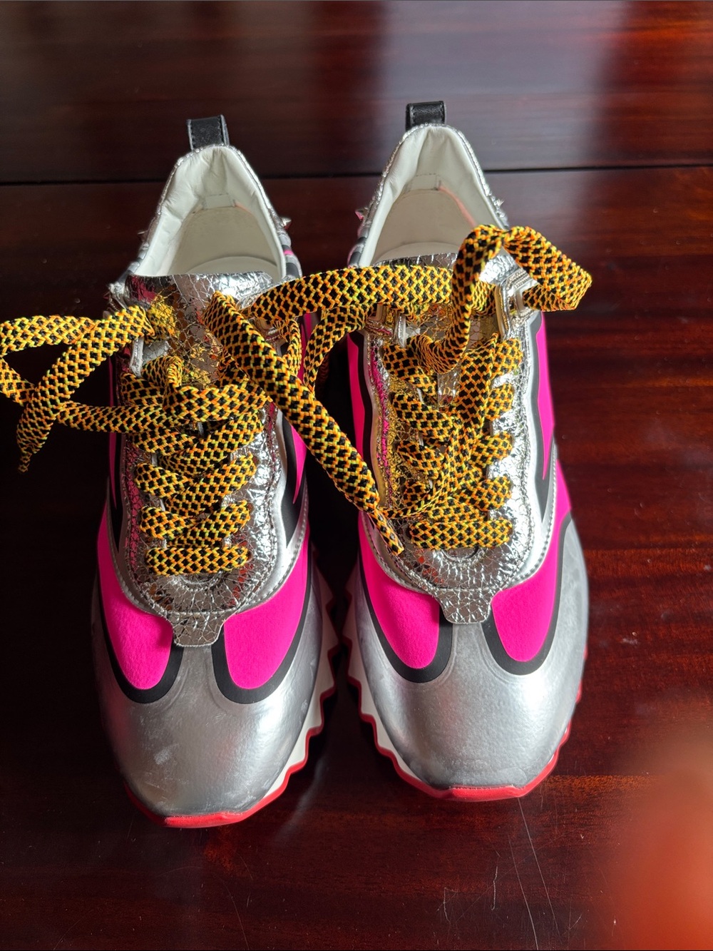 Christian Louboutin Hot Pink and Multi Color Sneakers
